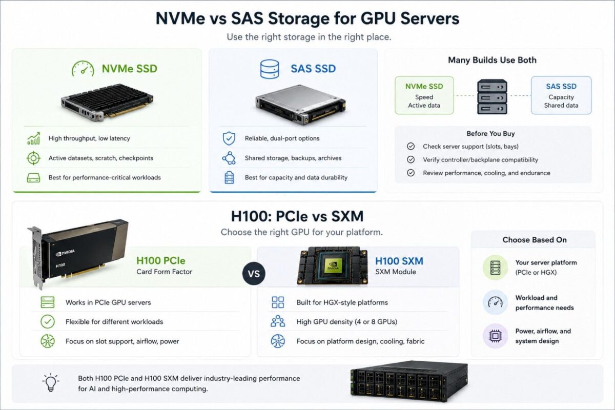 NVMe vs SAS storage and H100 GPUs