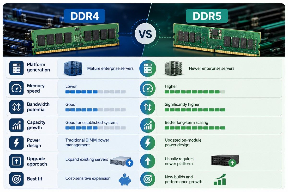 DDR4 vs DDR5 Server RAM Comparison